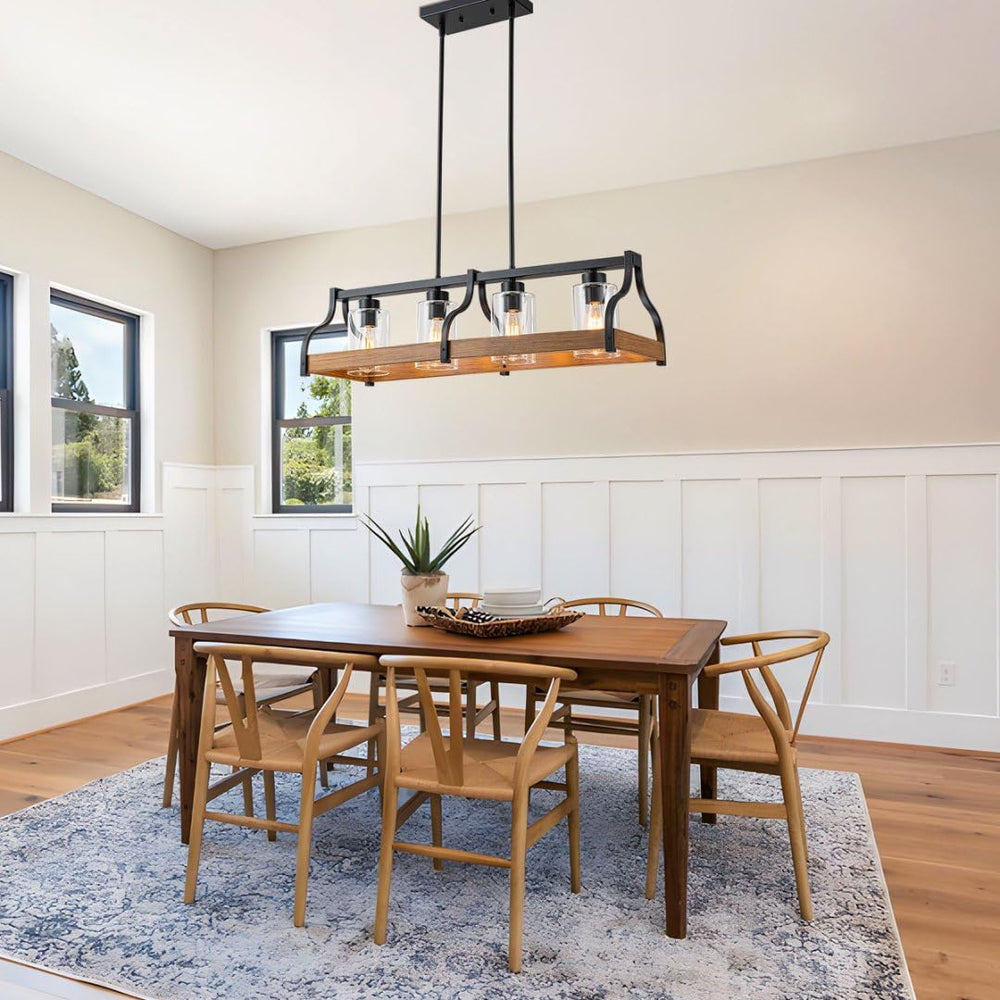 31.5" Farmhouse Chandeliers for Dining Room, Black Kitchen Island Lighting