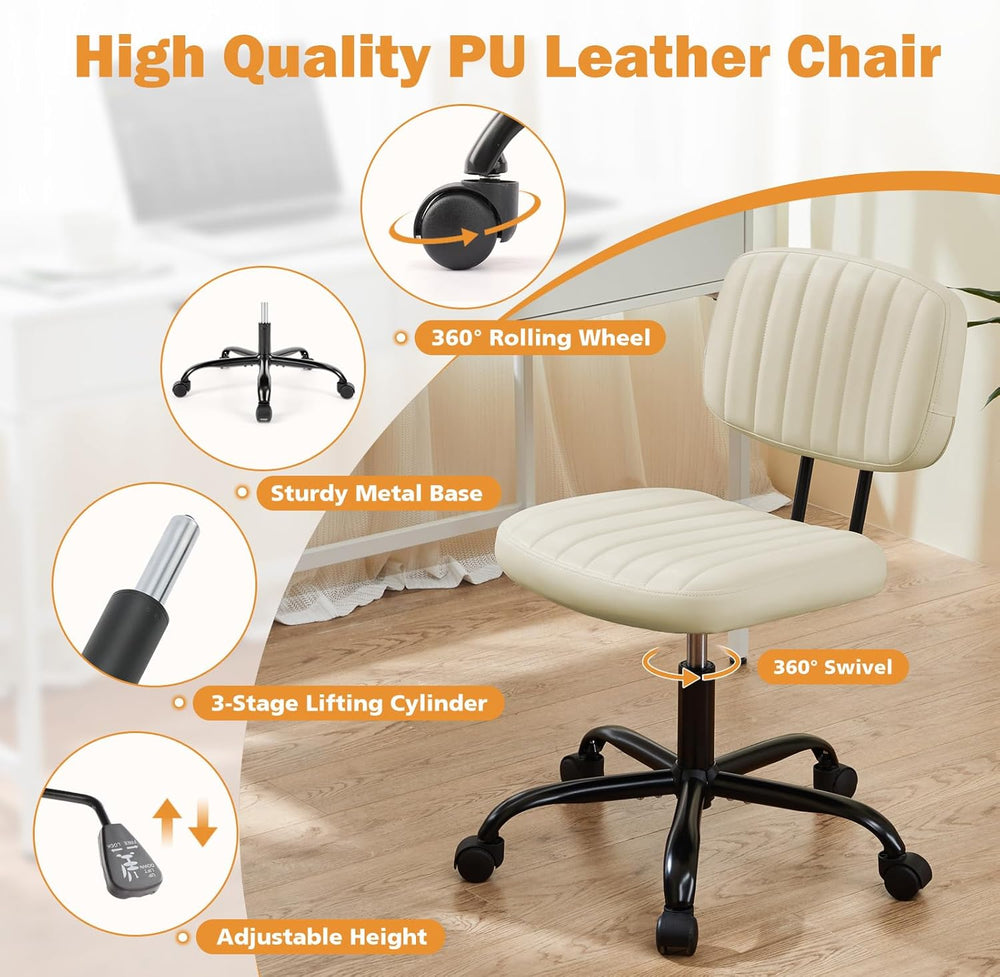 Sweetcrispy Office Desk Chair, Small Vanity Chair, Lumbar Support