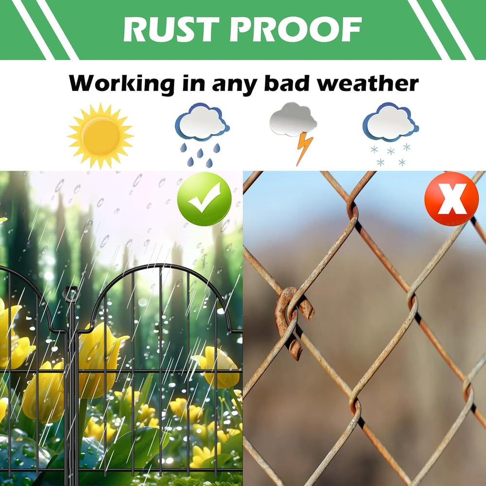 30 Pack Decorative Garden Fence, 17in (H) x 32ft (L), with Ground Stake