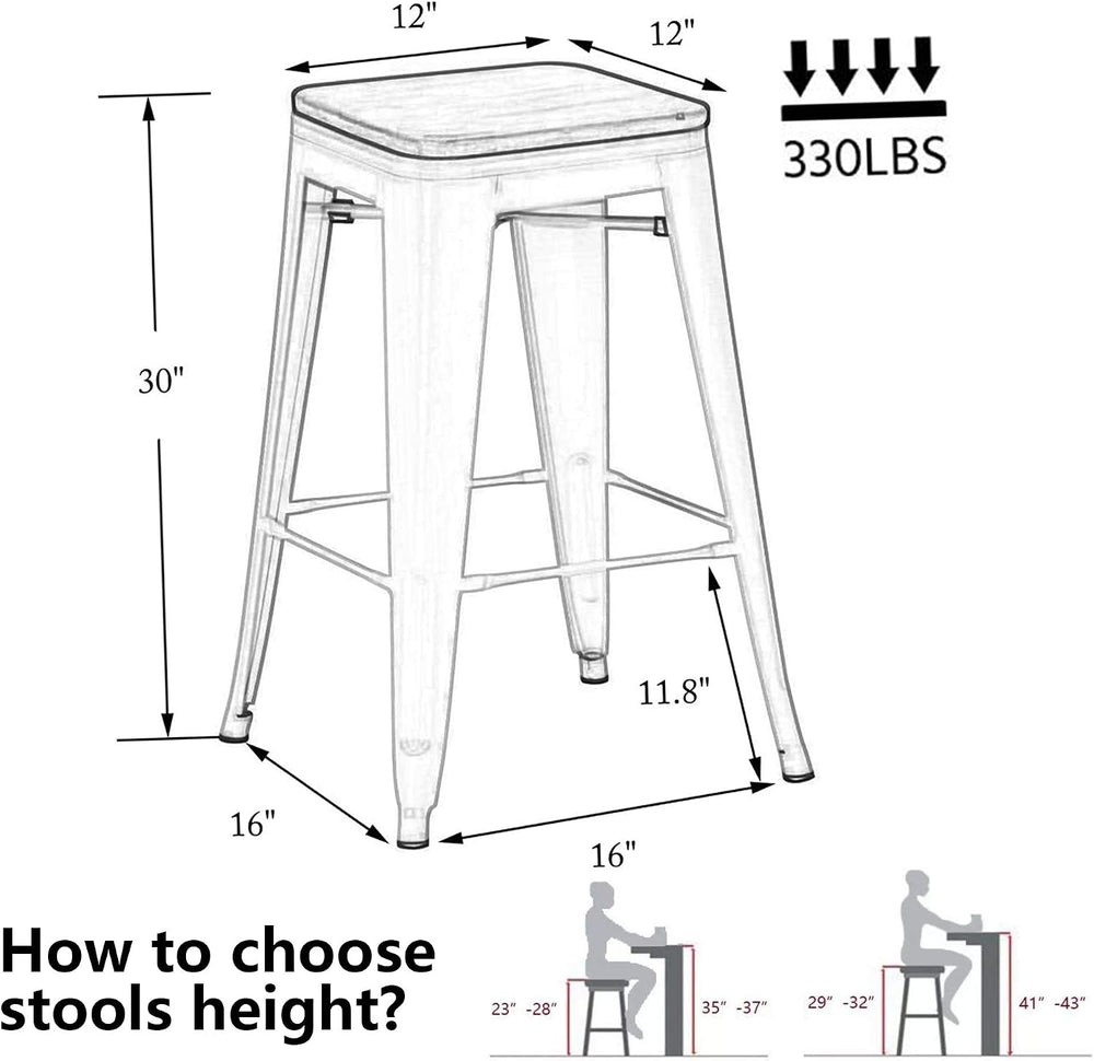 30" Counter Height Bar Stools Set of 4 Barstools Island Side Chairs-White
