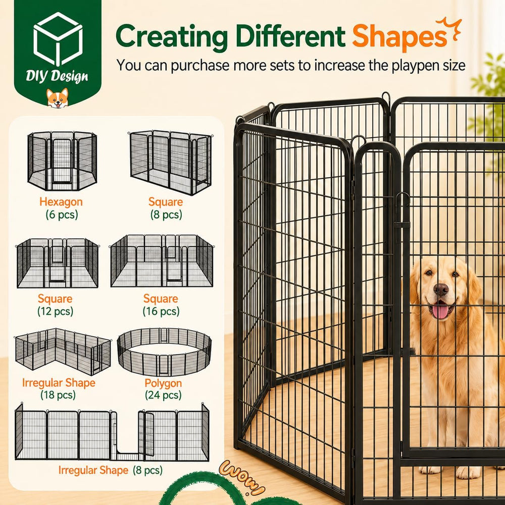 Yaheetech Dog Playpen 47in 6 Panels Pet Fence for Indoor Yard RV Camping
