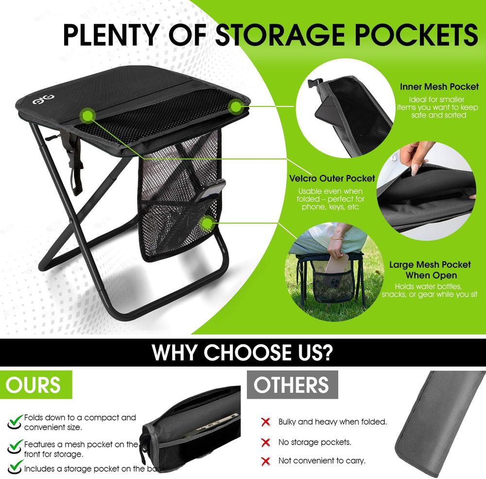 CAMDOOR Portable Folding Stool 16 Inch Collapsible Stool for Adults 400 lbs