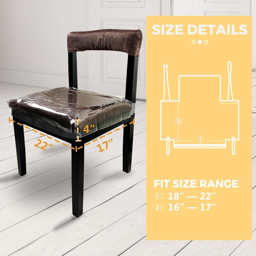 4 Pack Large Plastic Chair Covers for Dining Room, Clear Chair Seat Protector...