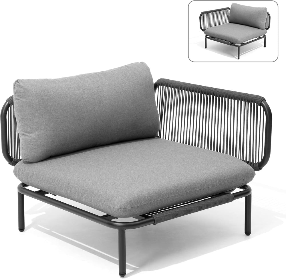 Patio Furniture Set, Outdoor Patio Furniture Oversized Metal Single Sofa, 1-s...