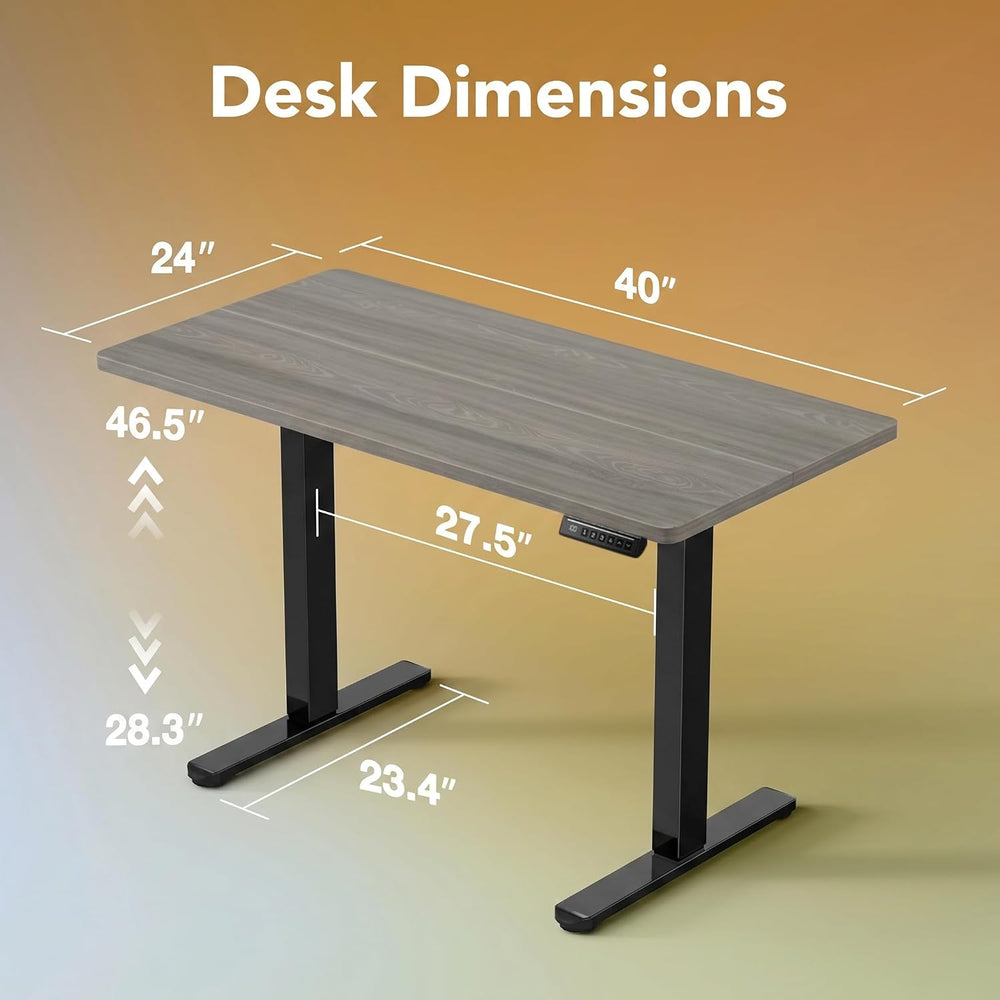 HUANUO 40x24 Inch Electric Standing Desk, Height Adjustable, Grey