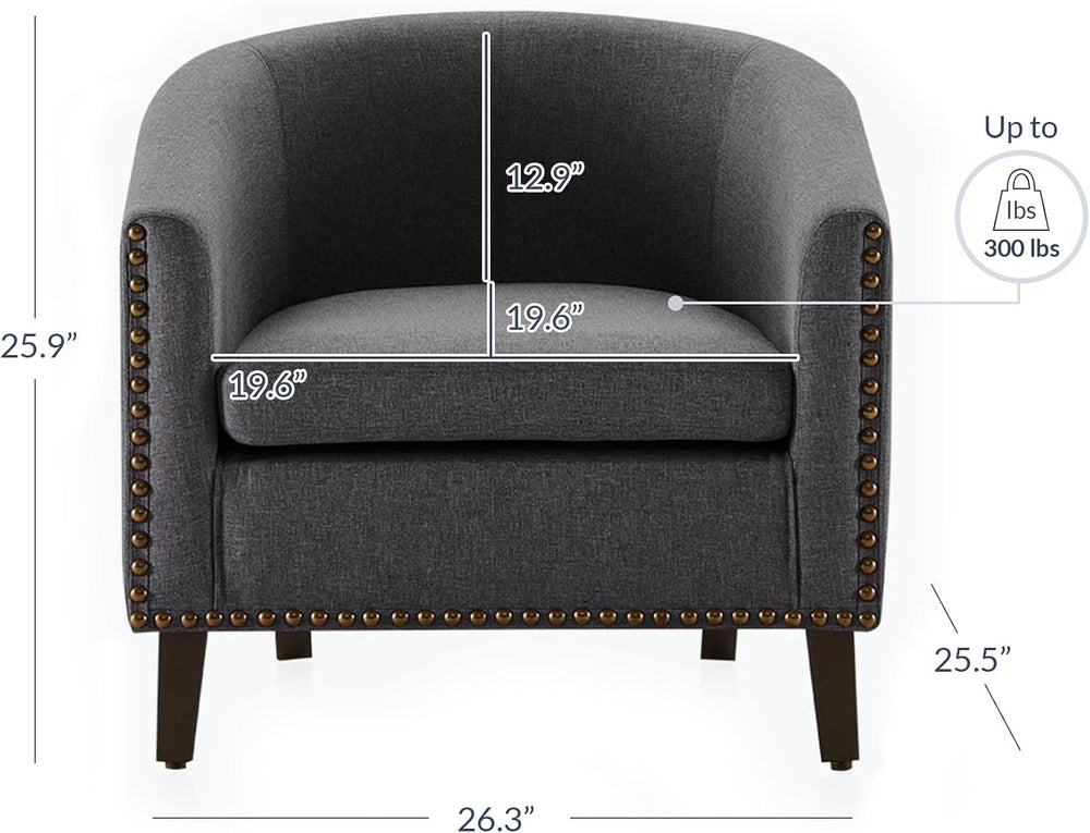 BELLEZE Accent Barrel Chair, Modern Tub Club Chair Upholstered Armchair with ...