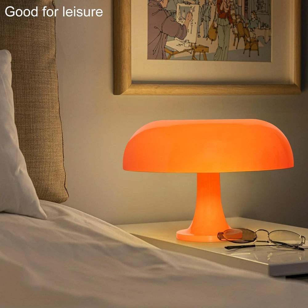 Orange Mushroom Lamp, Mid Century Modern Table Lamp for Bedroom, Minimalist M...