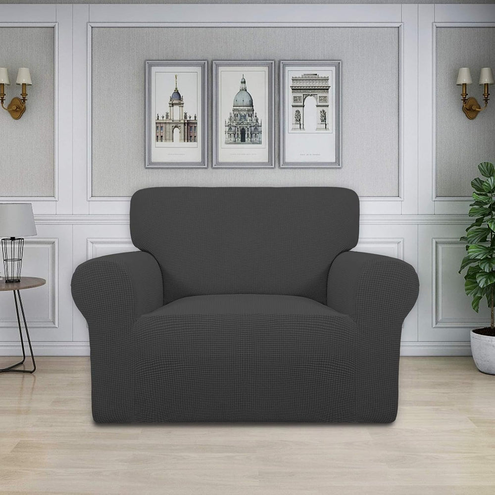 Easy-Going Stretch Oversized Chair Slipcover with Arm Washable Dark Gray
