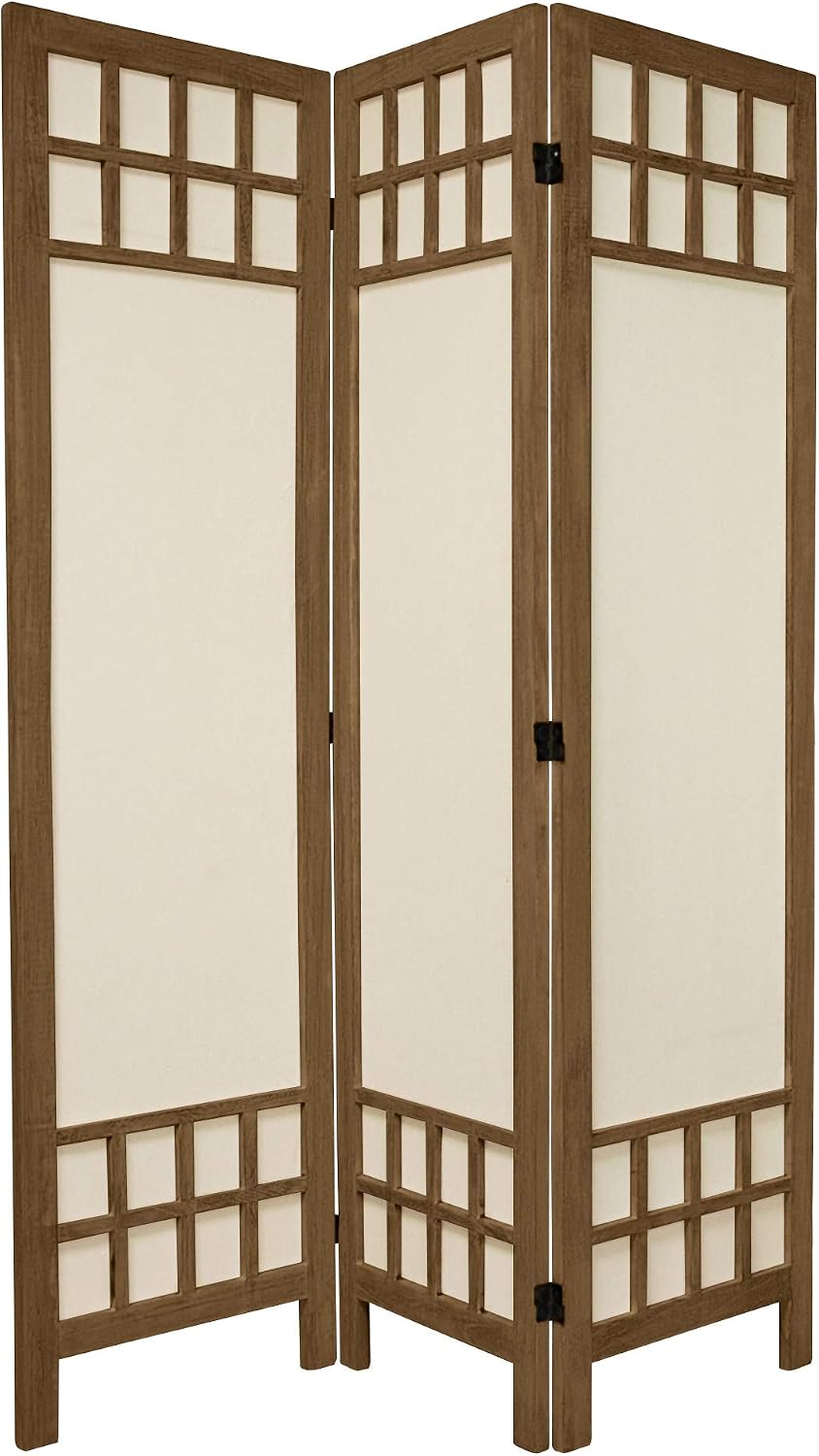 Oriental Furniture 5 1/2 ft. Tall Window Pane Fabric Room Divider - Burnt Gre...