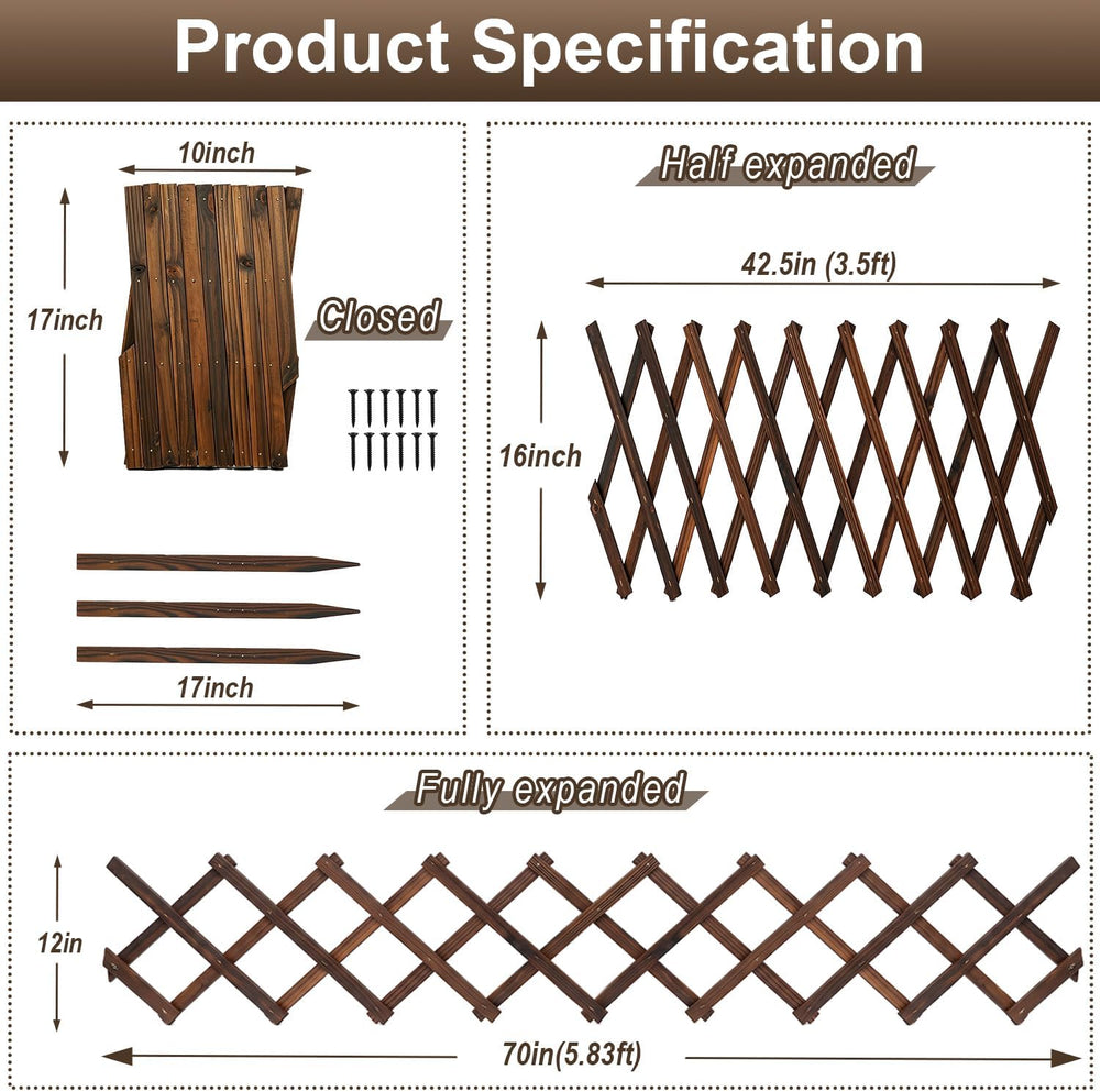 Avalution Decorative Garden Fence Outdoor,Total 12in(H) x 11.6 ft(L) 2 Pack