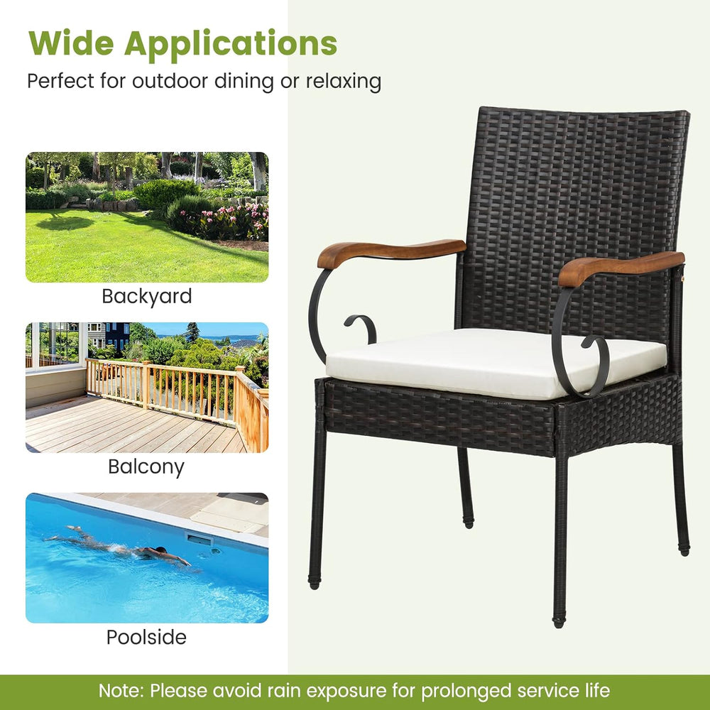 Tangkula Patio Wicker Chairs Set of 4, All Weather Heavy Duty Outdoor PE Ratt...