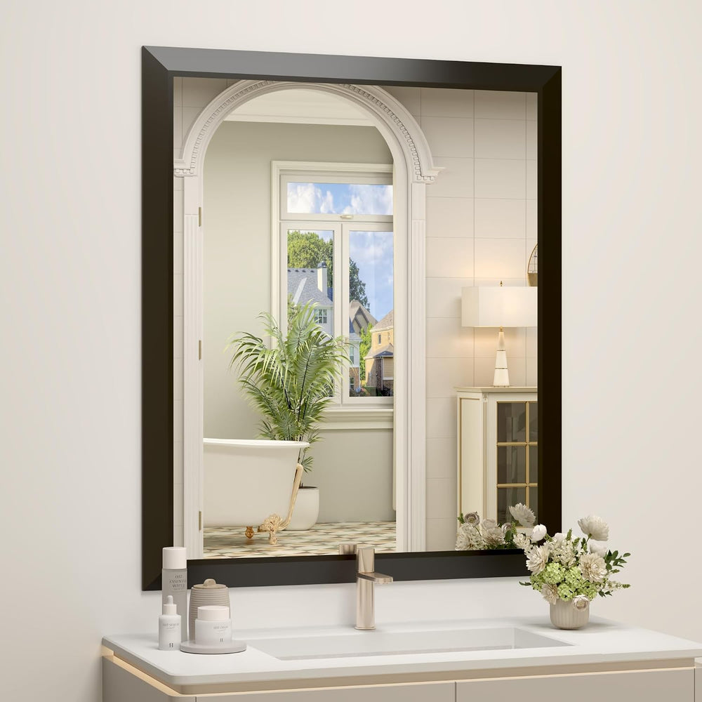 SMIROR 36x30 Matte Black Bathroom Vanity Mirror for Over Sink