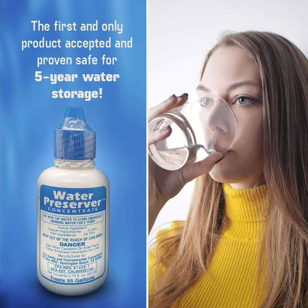 Water Preserver for 55 Gallon Water Tank 2 Pack - Made in USA - Purifies Drin...
