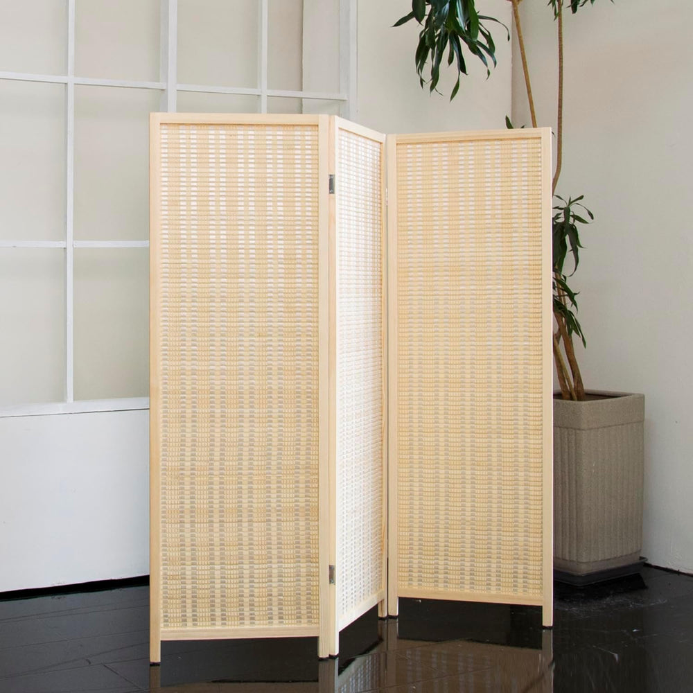 3 Panel Short Room Divider - 3.9 ft Tall Double-Side Folding Privacy Screen, ...