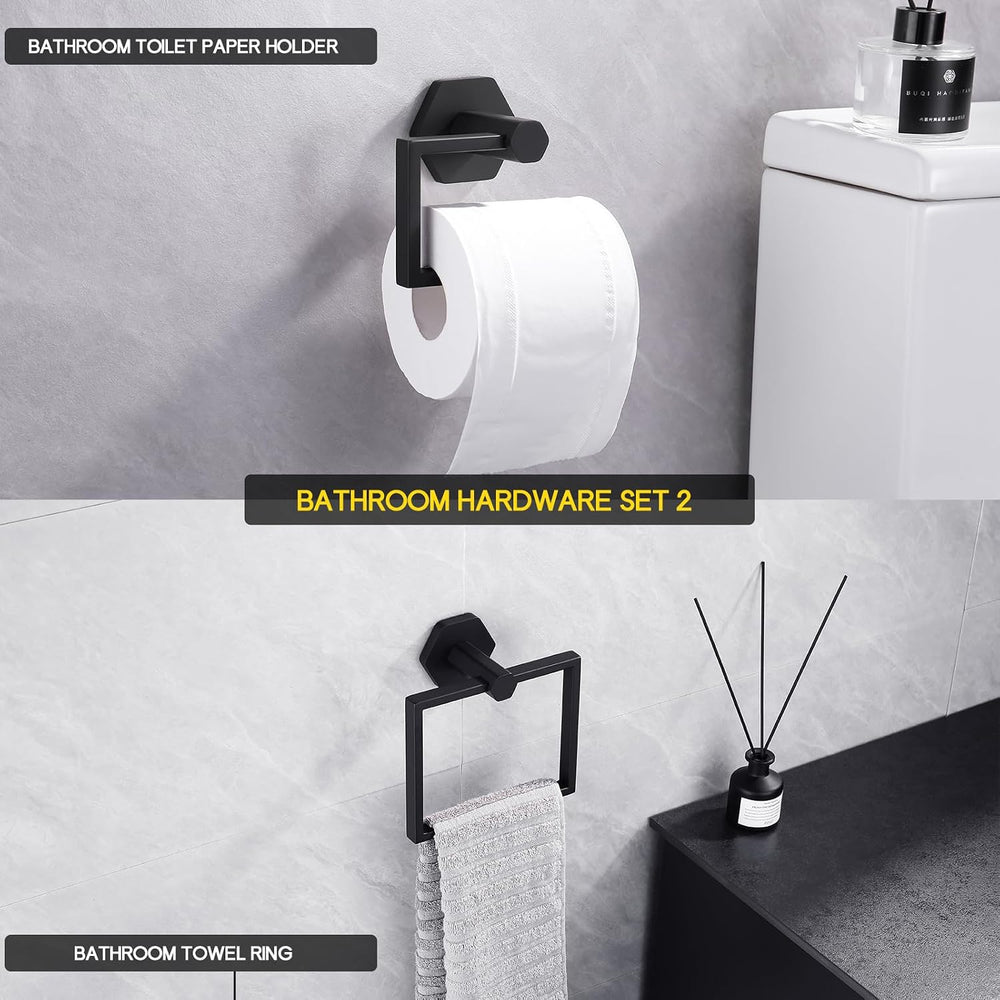 GERZWY Bathroom 2-Piece Accessory Set SUS 304 Stainless Steel Toilet Paper Ho...