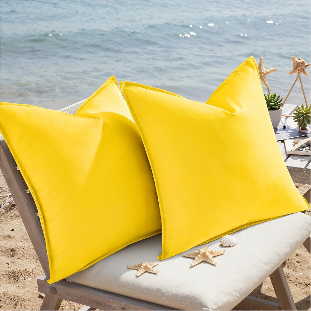 decorUhome Outdoor Waterproof Faux Linen Throw Pillow Covers 26x26 Set of 2