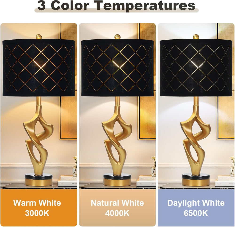 Ruzectt 29" Tall Black and Gold Table Lamps Set of 2 for Living Room, 3 ...