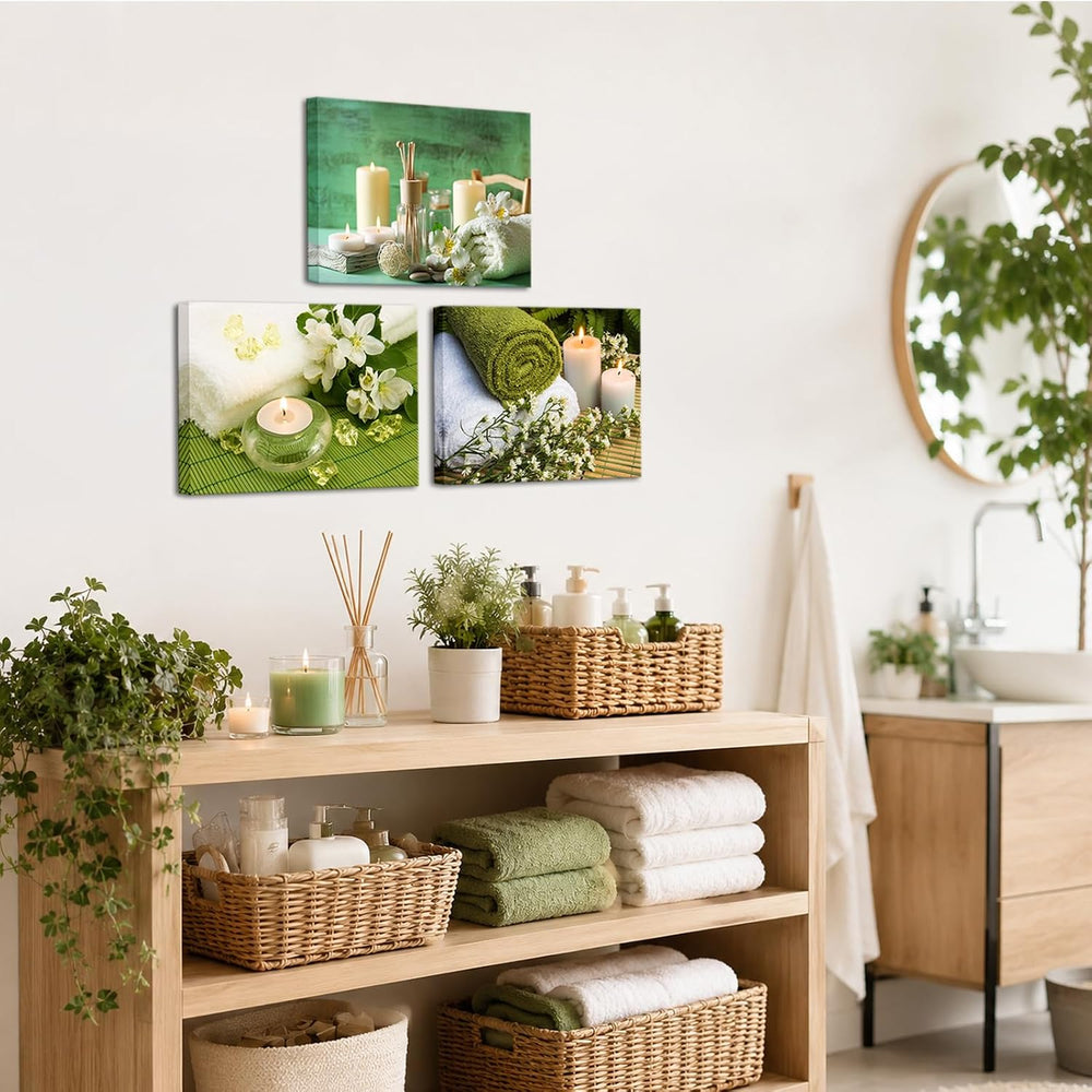 Nachic Wall Spa Zen Wall Art Green Bathroom Decor SPA Picture