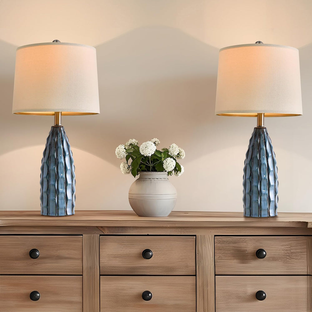 USumkky Ceramic Table Lamps Set of 2, 23.75" Modern Farmhouse Bedside La...