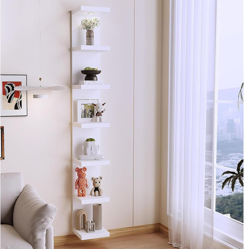 LitaEther Versatile 7 Tier Wall Shelf Unit,White Lack Wall Shelf,Display Floa...