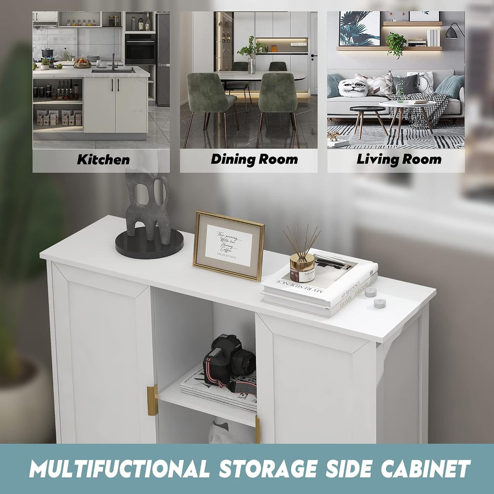 TaoHFE White Buffet Cabinet with Storage,Wooden Narrow Entryway Cabinets