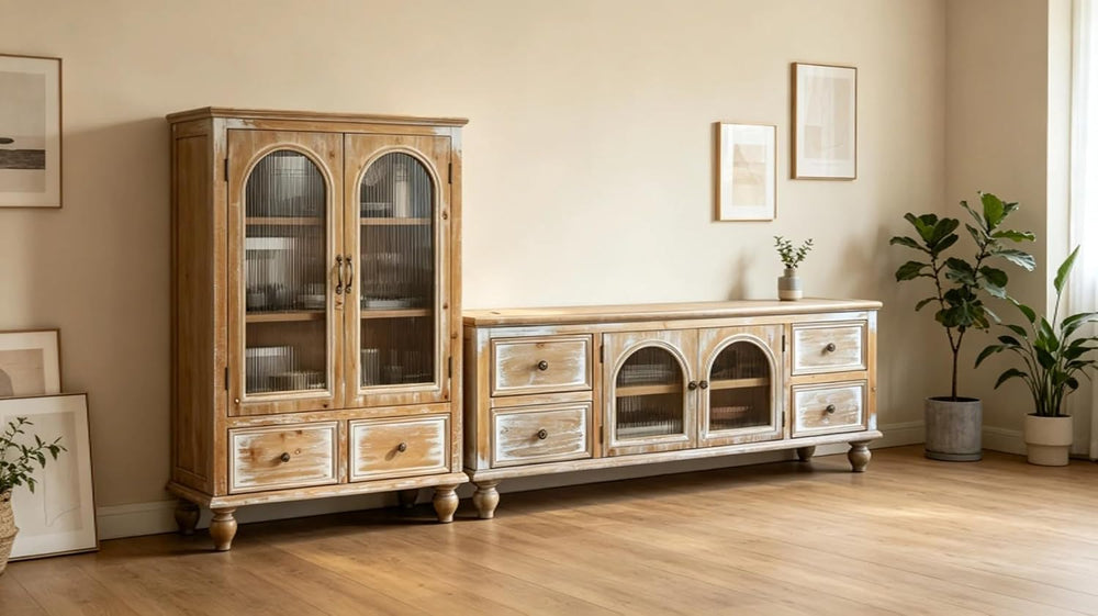 LKTART 48" Tall Solid Wood Sideboard Buffet Storage Cabinet with Drawers