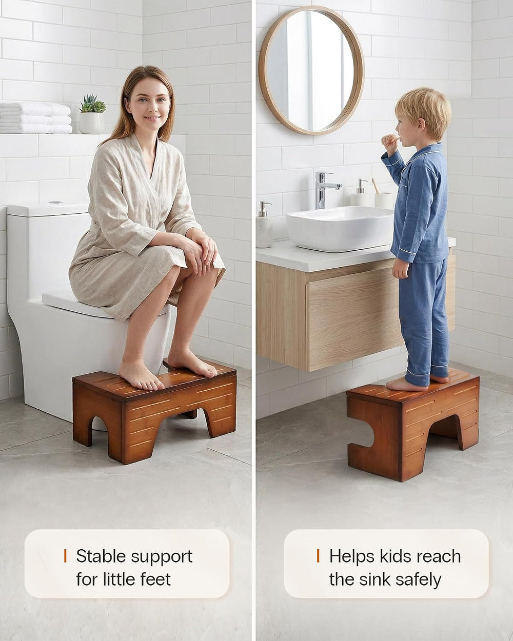StrongTek Toilet Stool Squat Adult, Foldable Poop Stool, 7–9 in,Brown