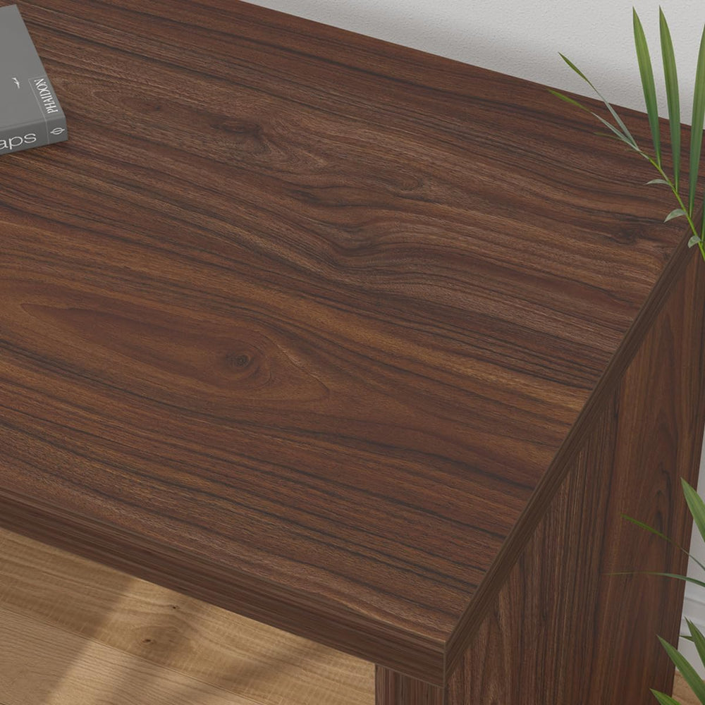 HSH Walnut L Shaped Desk Corner Desk with 3 Storage Drawers 55 inch