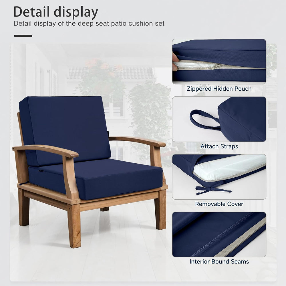 Favoyard Deep Seat Patio Cushion Set 19 x 19 Inch Waterproof Outdoor Chair Cu...