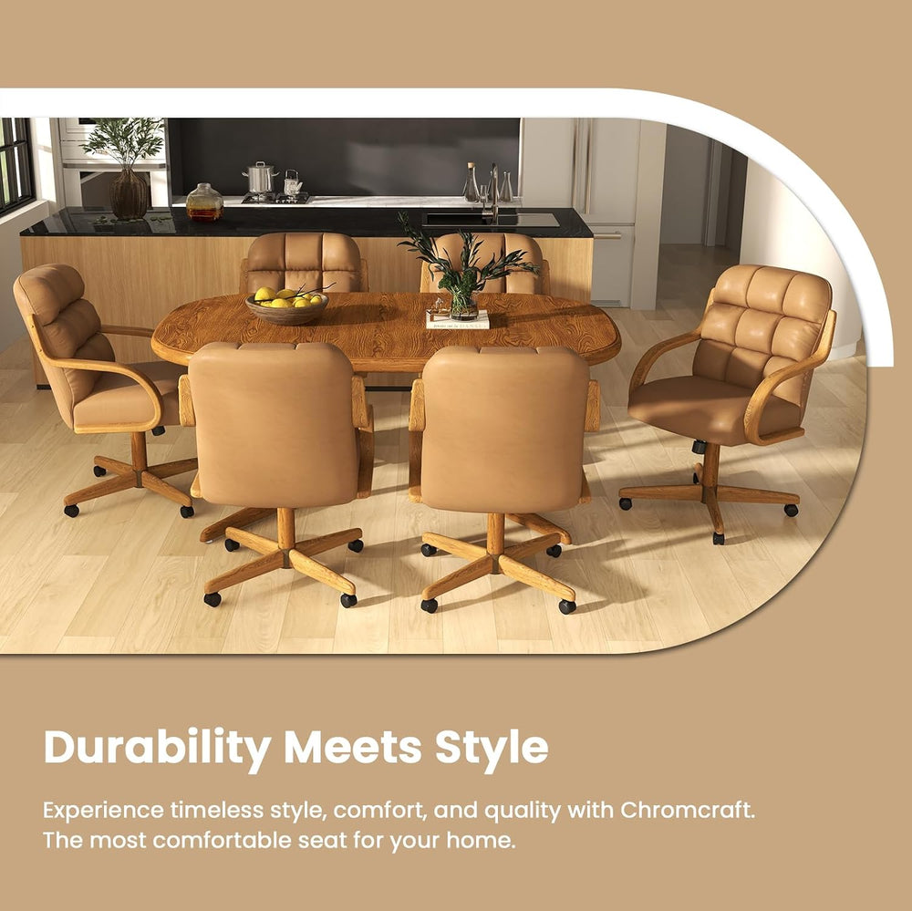 Chromcraft D9520 6pc Swivel Tilt Kitchen Dining Chair - Taupe-Chestnut