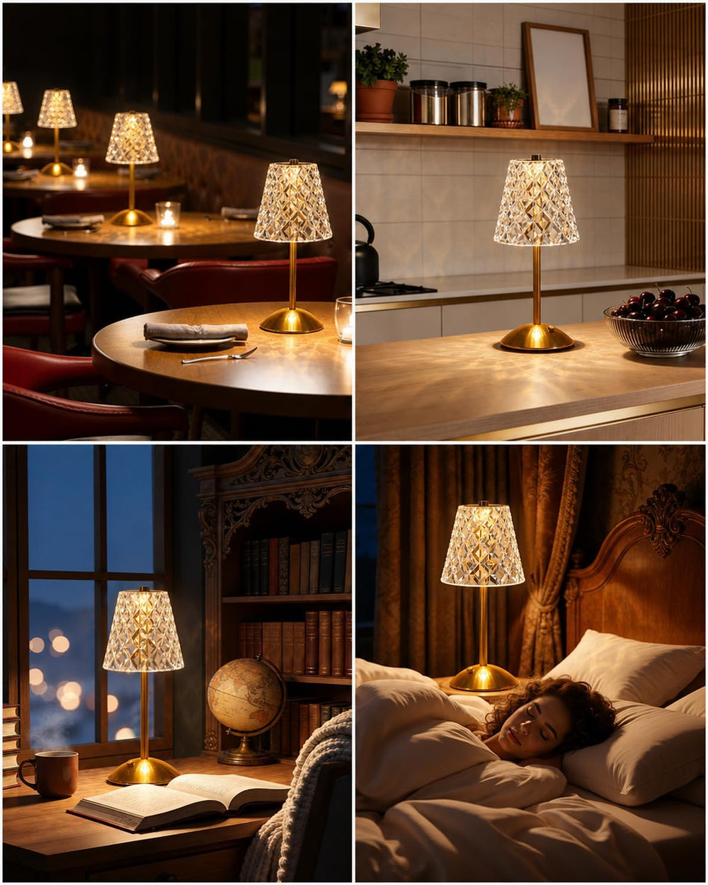 Nusogon 2 Pack Rechargeable Cordless Table Lamp, Touch Control Desk Lamp