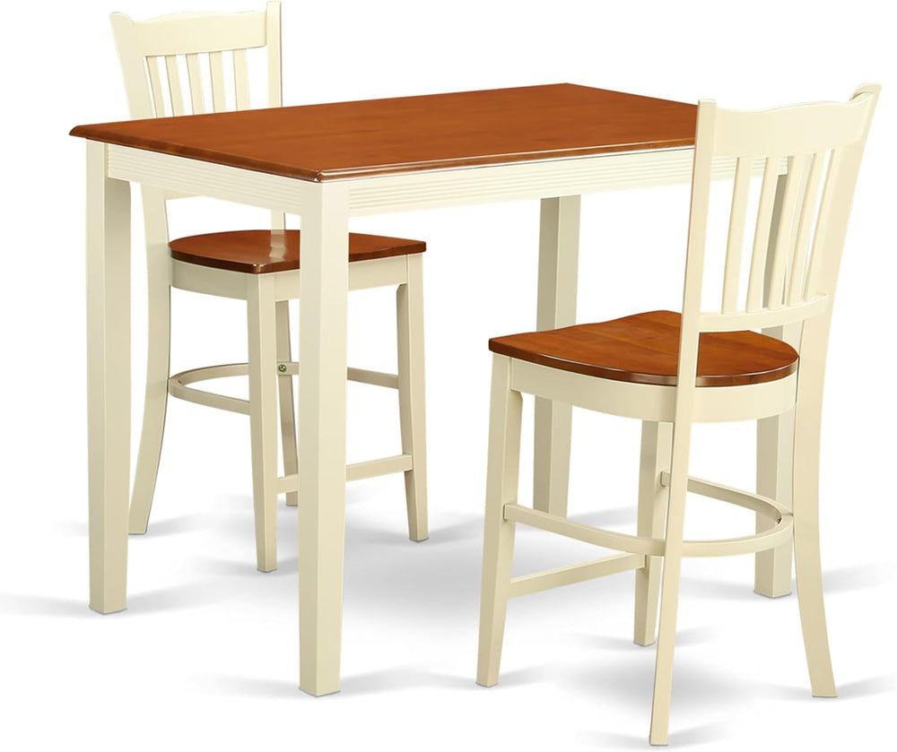 East West Furniture YAGR3-WHI-W 3 Piece Kitchen Counter Set for Small Spaces ...