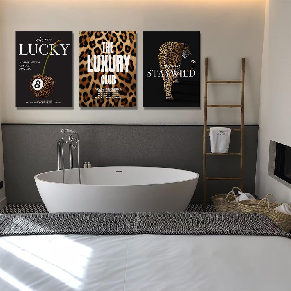 Fashion Leopard Wall Art Set of 3, Trendy Animal Print Canvas Wild Cheetah In...