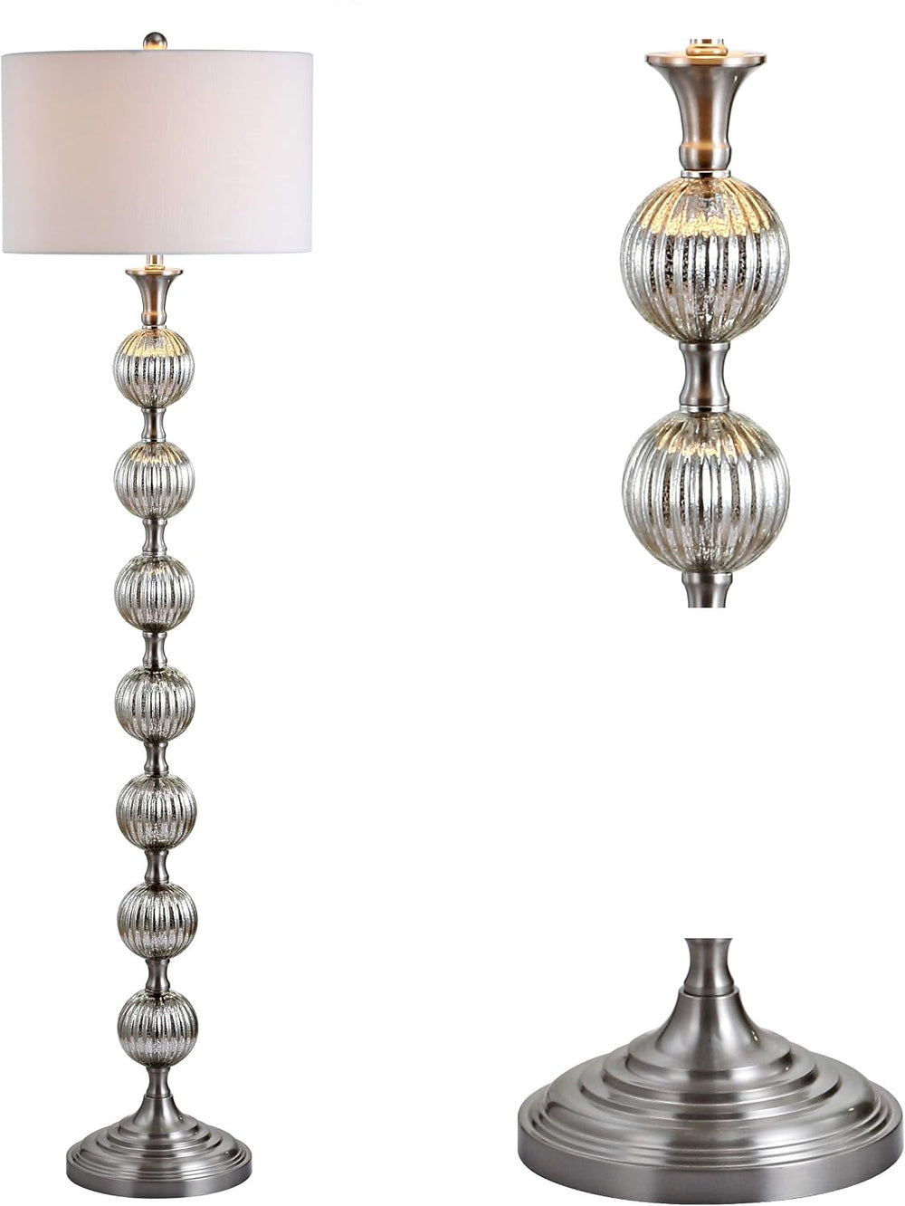 JONATHAN Y Oslo Floor Lamp 60.5" Glass Metal LED, Mercury Silver