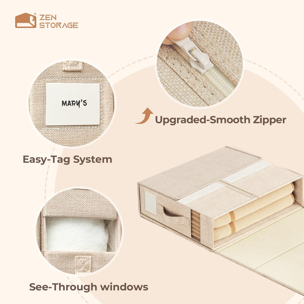 Sheet Organizers and Storage for Linen Closet, 6Pack Beige