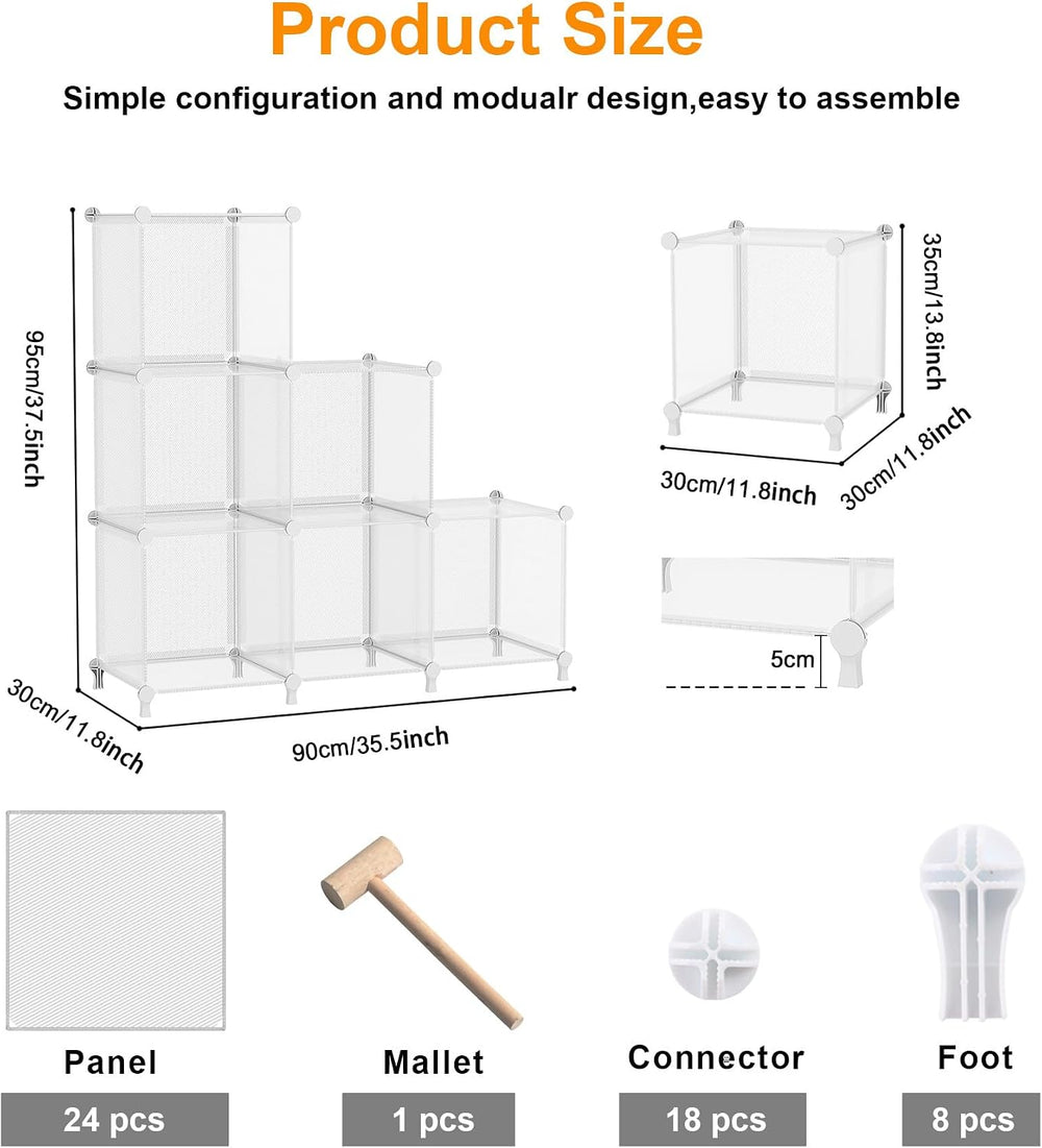 AWTATOS Cube Storage Organizer, Closet Organizers, 6 Cube Shelf, Clear