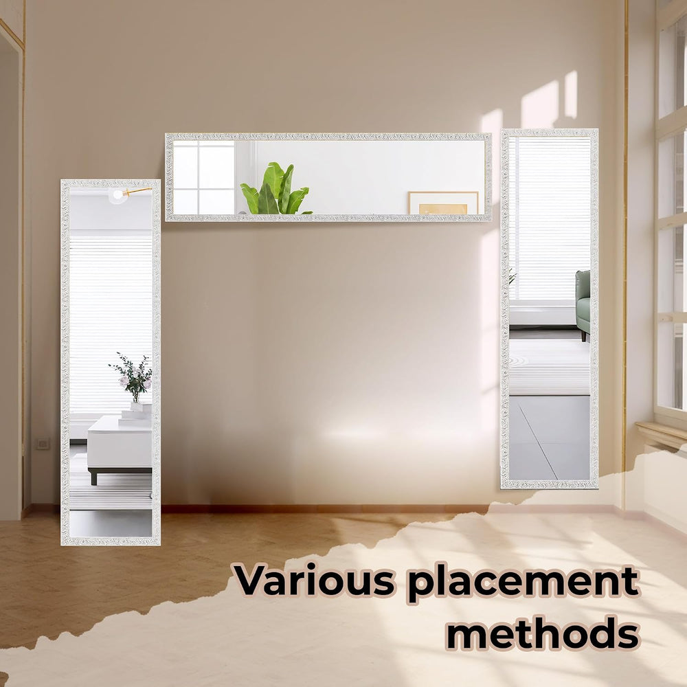 LFT HUIMEI2Y Door Mirror Full Length, Wall-Mounted Mirror White 50" x14&...