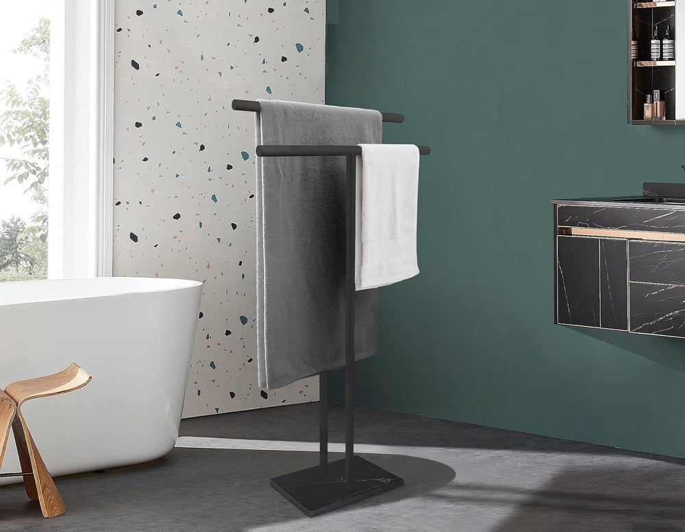 40 Inch Freestanding Towel Rack for Bathroom Floor Double-T Shape Bath Sheet ...