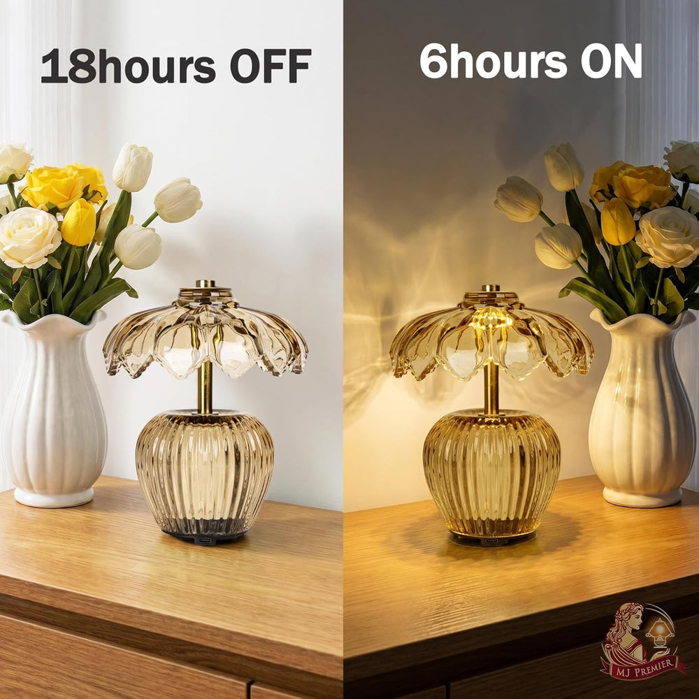 MJ PREMIER Rechargeable Table Lamp, Small Cordless Lamp with Timer, Yellow