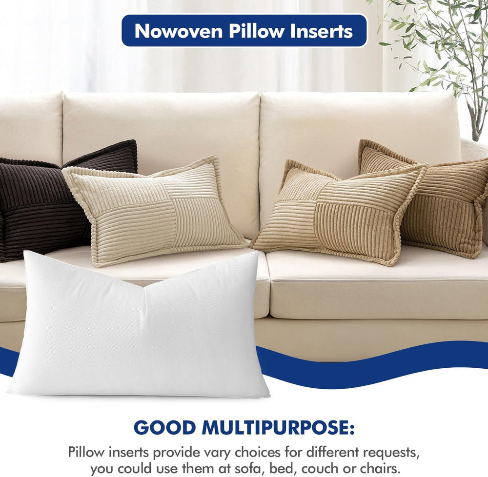 MIULEE 12x18 Pillow Inserts Set of 2, Rectangle Decorative Throw Pillows