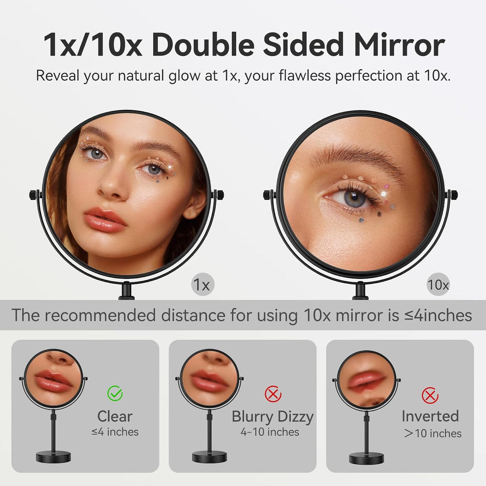 Nicesail Adjustable Makeup Magnified Mirror Matte Black 10X 15 L x 9" W