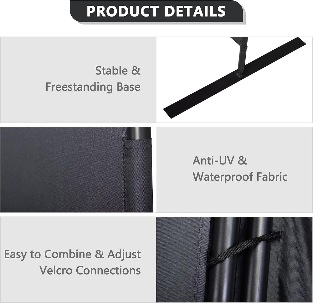 JAXPETY Room Divider Panel 6Ft Privacy Screen Wall Dividers, Black
