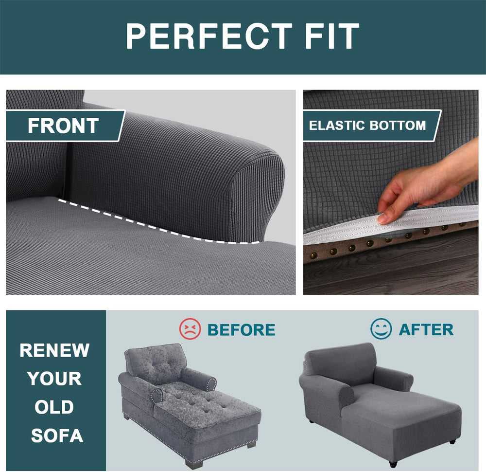 FantasDecor Chaise Lounge Cover Stretch Chair Lattice Slipcover with Armrests...