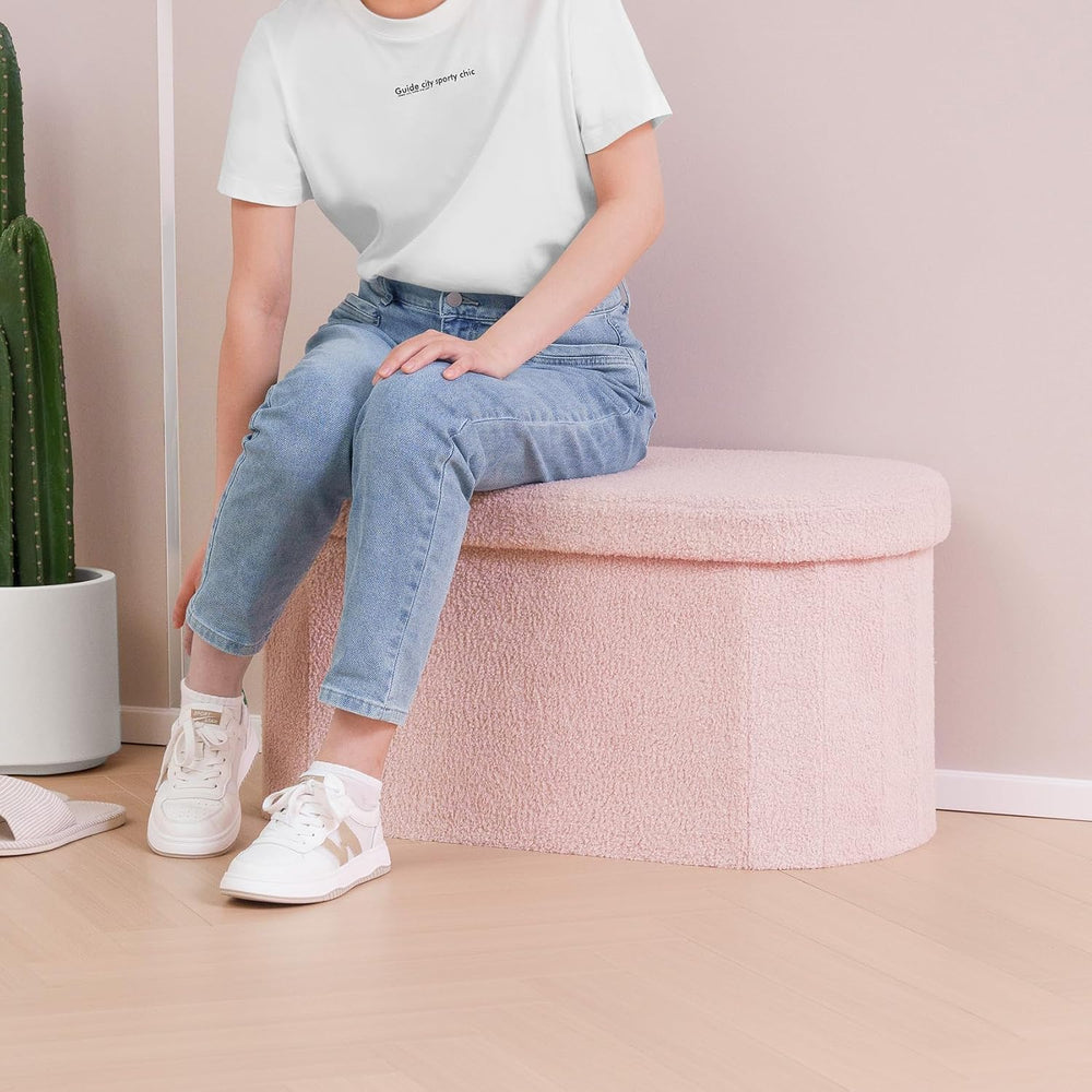 B FSOBEIIALEO 30" Folding Ottoman with Storage for Living Room, Pink