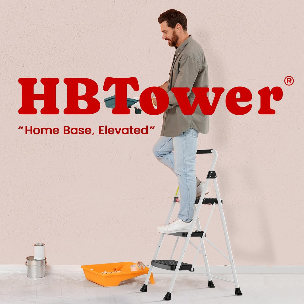 HBTower Step Ladder, Folding Step Stool with Wide Anti-Slip Pedal