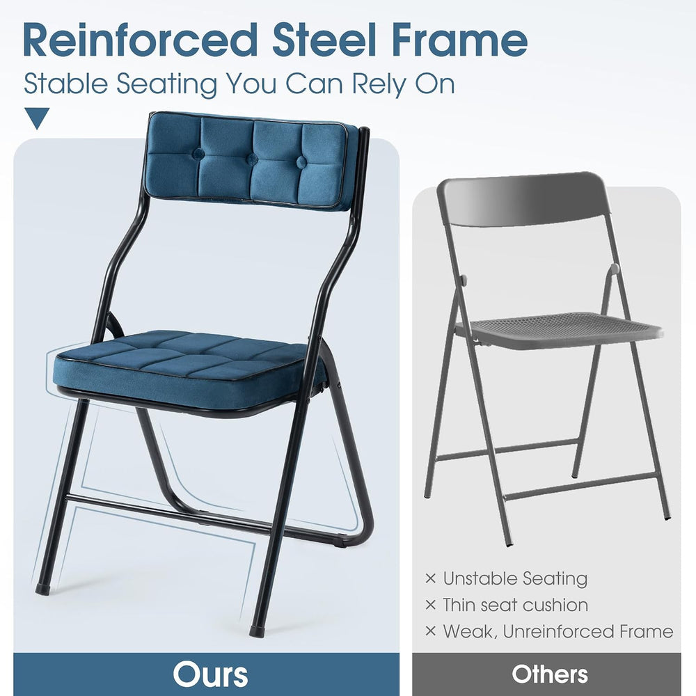 Padded Folding Chairs, Folding Chairs with Cushion Set of 4