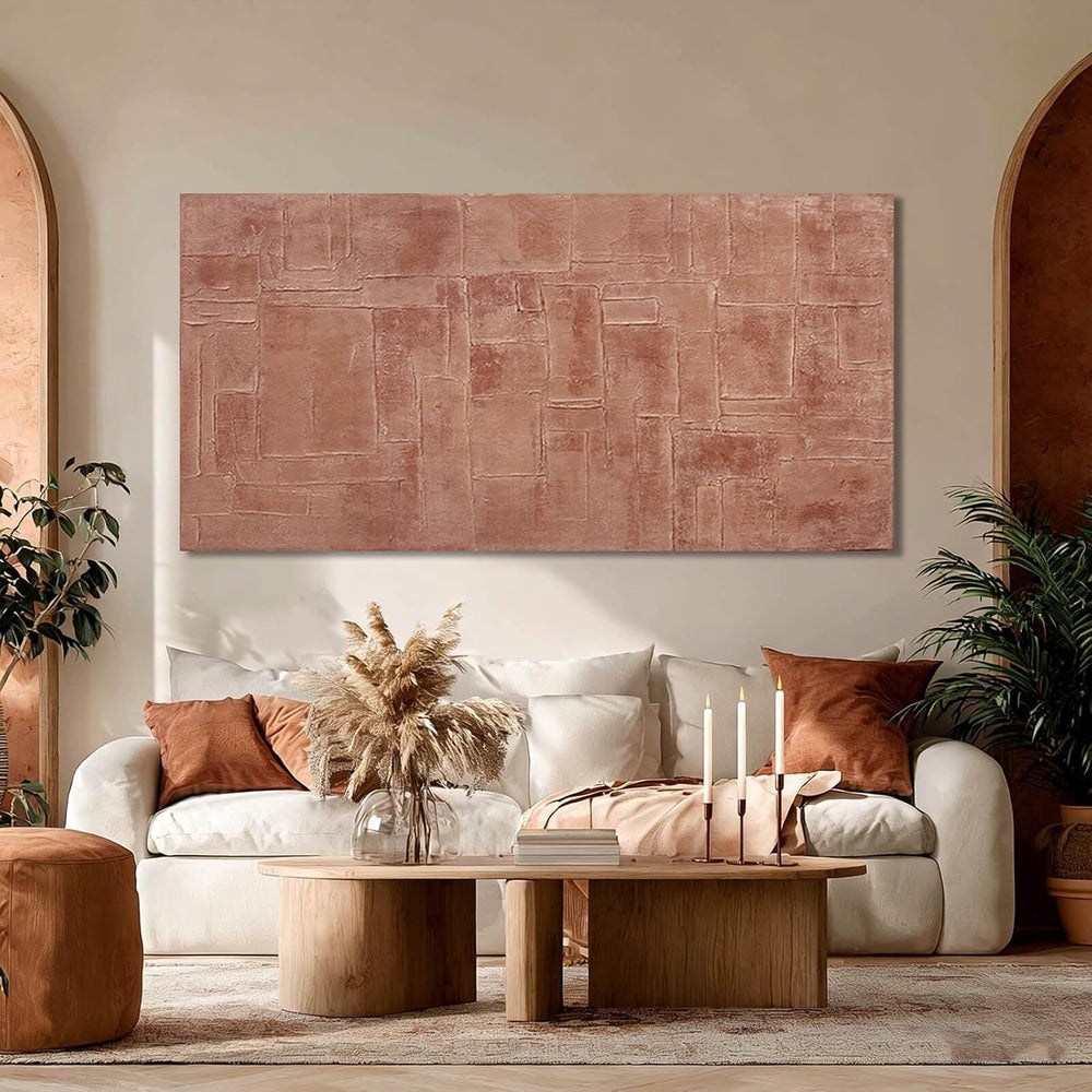 GAIDUOMAI Pink Canvas Wall Decor Geometric Abstract Wall Art Textured Room De...