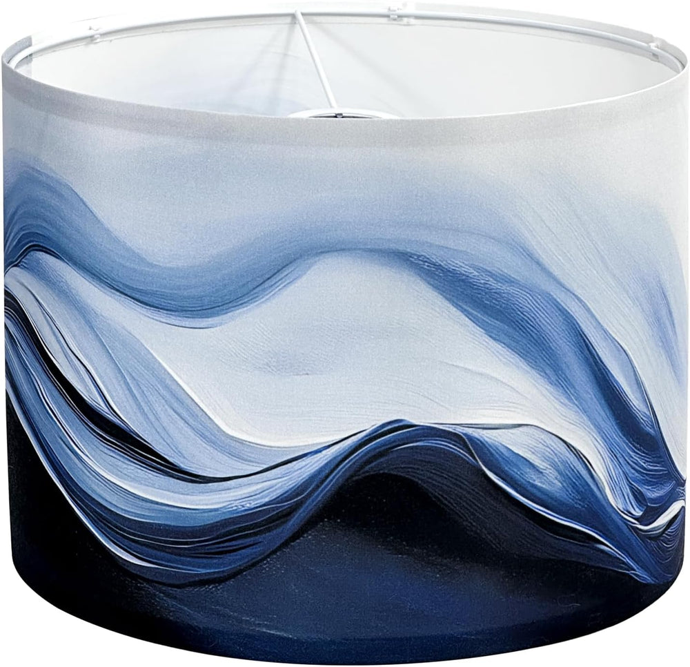 Drum Lamp Shade, Blue Ocean Wave, 13 x 13 x 10 Inch