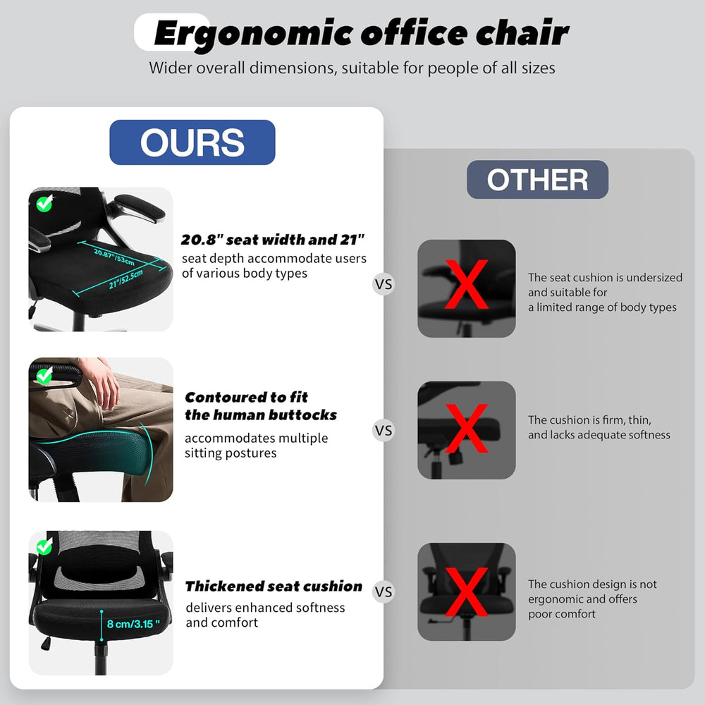 Fizzin Office Chair Mesh Computer Chairs with Adjustable Lumbar Support