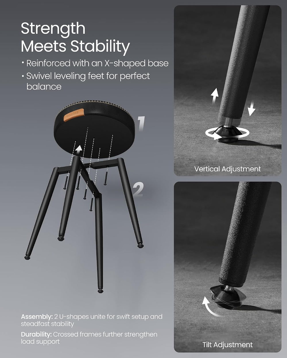 VASAGLE EKHO Collection - Dining Chairs Stools Set of 4, Upholstered Kitchen ...